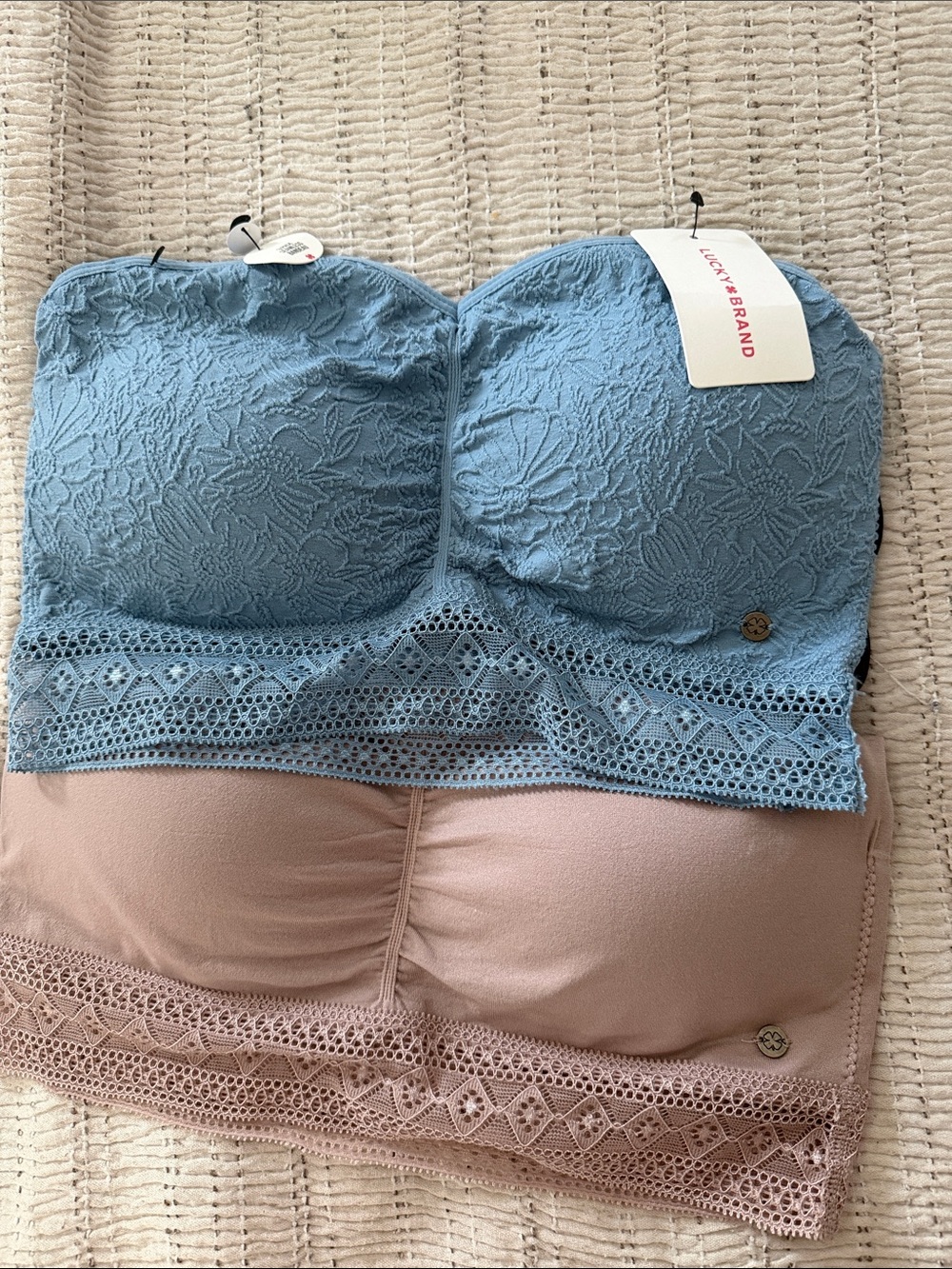 Lucky Brand Lace Strapless Bralettes - Blue & Mauve